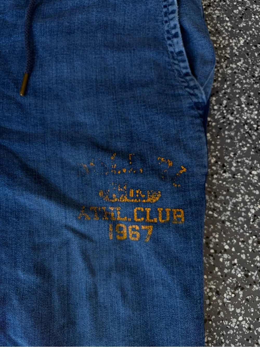 Blue Polo Ralph Lauren Jogger Sweatpants with Yellow Stripe Trim